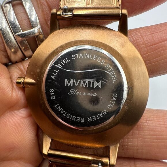 MVMT Hermosa Watch Women Rose Gold Tone 38MM Dial Mesh Band New Battery 8.5\